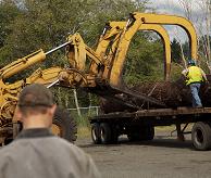 Unloading a large log